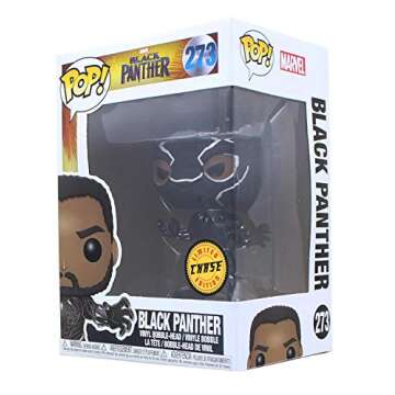 Funko Pop! Marvel: Black Panther - Masked Black Panther Limited Edition Chase Variant Vinyl Figure (Bundled with Pop Box Protector CASE)