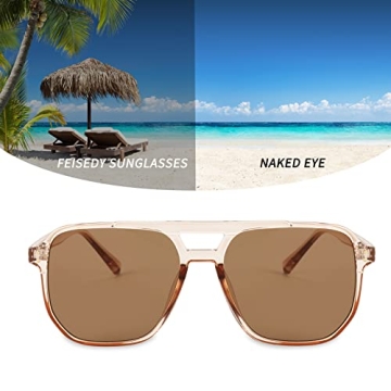Stylish FEISEDY Retro Aviator Sunglasses for Sun Protection
