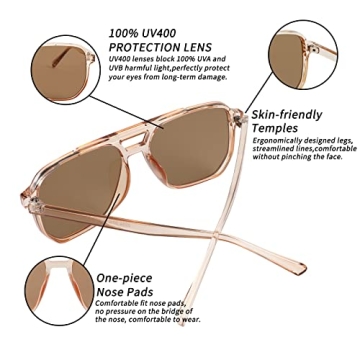 Stylish FEISEDY Retro Aviator Sunglasses for Sun Protection