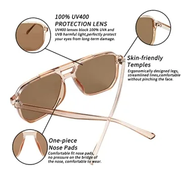 Stylish FEISEDY Retro Aviator Sunglasses for Sun Protection