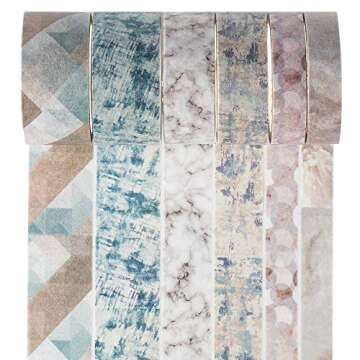 YUBBAEX 6 Rolls Plaid Washi Tape Set Basic Grid Masking Decorative Tapes for Arts, DIY Crafts, Journals, Planners, Scrapbooking, Wrapping (Texture)