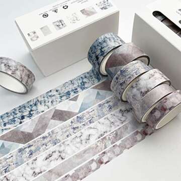 YUBBAEX 6 Rolls Plaid Washi Tape Set Basic Grid Masking Decorative Tapes for Arts, DIY Crafts, Journals, Planners, Scrapbooking, Wrapping (Texture)