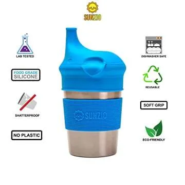 SunZio Stainless Steel Sippy Cups - Safe & Eco-Friendly