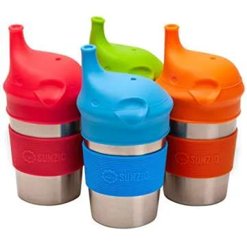 SunZio Stainless Steel Sippy Cups - Safe & Eco-Friendly