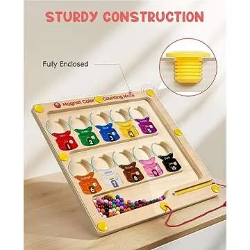JoyCat Magnetic Color & Number Maze - Educational Wooden Color Matching Learning Counting Puzzle Board - Toddler Fine Motor Skills Toys for Boys Girls 3 4 5 Years Old