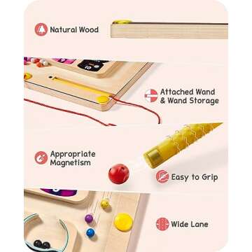JoyCat Magnetic Color & Number Maze - Educational Wooden Color Matching Learning Counting Puzzle Board - Toddler Fine Motor Skills Toys for Boys Girls 3 4 5 Years Old