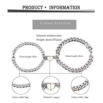 Niqnay Matching Magnetic Bracelets For Couples Friendship Best Friend Mother Daughter Sister Girlfri...