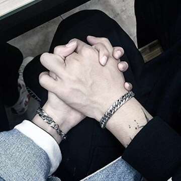 Niqnay Matching Magnetic Bracelets For Couples Friendship Best Friend Mother Daughter Sister Girlfriend His And Her Love Bff Cuban Link Chain Heart Bracelet Gift Jewelry (silver, Stainless Steel)