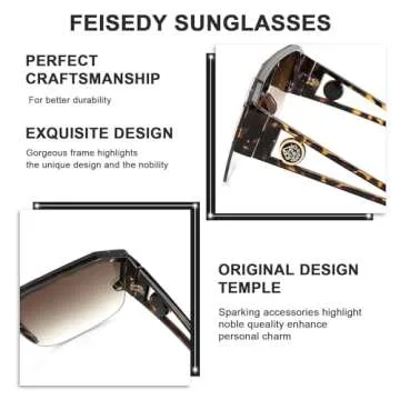 FEISEDY Women Men Sunglasse Square Flat Top Big Frame UV400 Sun Glasses Oversized B2765