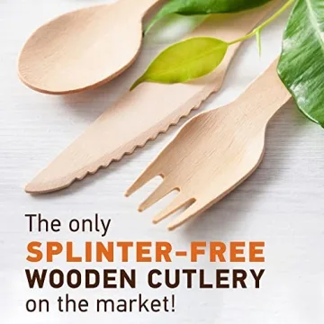 Weemium Wooden Cutlery Set - Biodegradable Disposable Utensils