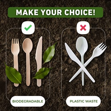 Weemium Wooden Cutlery Set - Biodegradable Disposable Utensils