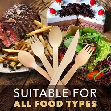 Weemium Wooden Cutlery Set - Biodegradable Disposable Utensils