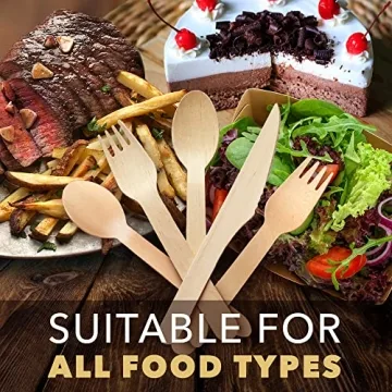 Weemium Wooden Cutlery Set - Biodegradable Disposable Utensils