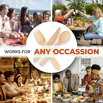 Weemium Wooden Cutlery Set - Biodegradable Disposable Utensils