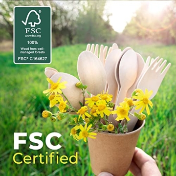 Weemium Wooden Cutlery Set - Biodegradable Disposable Utensils