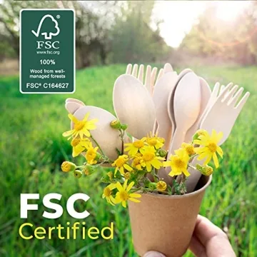 Weemium Wooden Cutlery Set - Biodegradable Disposable Utensils