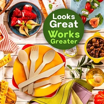 Weemium Wooden Cutlery Set - Biodegradable Disposable Utensils