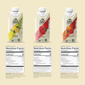 Saint James Iced Tea - Organic Black Tea - Non GMO, Gluten Free, Zero Calorie & Zero Sugar - Variety Black Tea Flavors, 12 Pack (16.9 fl oz each)