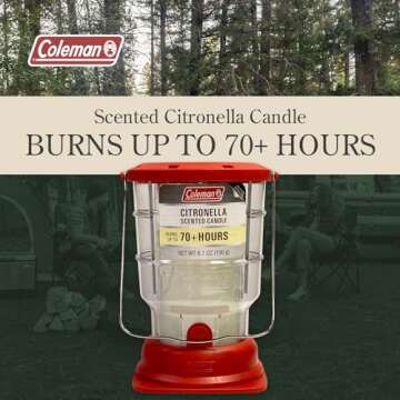 Coleman 70+ Hour Outdoor Candle Lantern - Classic Design, Easy Carry & Hang, Extended Burn Time - Es...