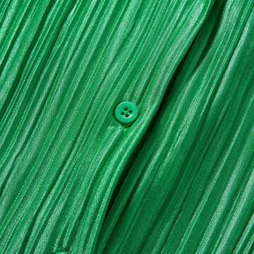 Argeousgor Women Casual Pleated Pants Sets Button Down Loose Blouses Shirt Top High Waisted Pants Trousers Summer 2Pcs Outfits(Solid-green,S)