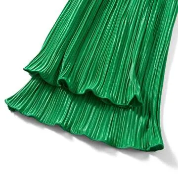 Argeousgor Women Casual Pleated Pants Sets Button Down Loose Blouses Shirt Top High Waisted Pants Trousers Summer 2Pcs Outfits(Solid-green,S)