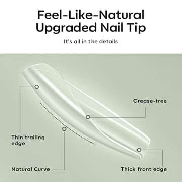 Modelones Long Coffin Nail Tips - 500Pcs Clear False Acrylic Press on Nails Pre-shape Full Cover Gel...