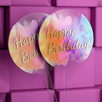UNIQOOO 20 Pack 5 inch Round Acrylic Cake Toppers for Custom Celebrations