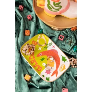 ban.do Novelty Trinket Tray, Ceramic Jewelry Dish, Small Decorative Tray for Keys or Decor, Cute Catchall Tray, Sardines