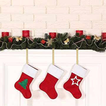 Hotop Christmas Stocking Holders Hooks Fireplace Mantel Decor Hangers Stocking Clips Holders with Suction Cups Adhesive Tape for Christmas Holiday Parties (4 Pieces)