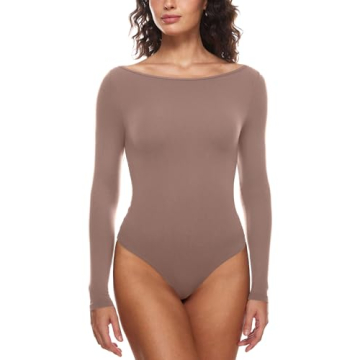 INLYRIC Women's Natrelax Long Sleeve Bodysuit - Stylish & Stretchy Tops for Comfort