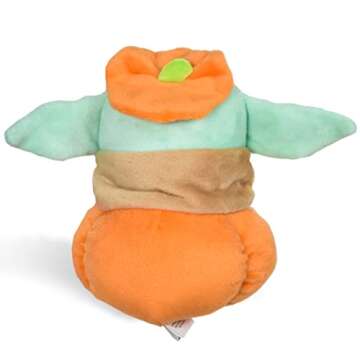 STAR WARS Dog Toy Grogu Halloween Dog Toy Pumpkin Head | Small Dog Toy, Soft Plush Dog Toy, Squeaky Dog Chew Toy Mandalorian The Child Dog Toy Plush, 6 Inch,Grogu Pumpkin Head