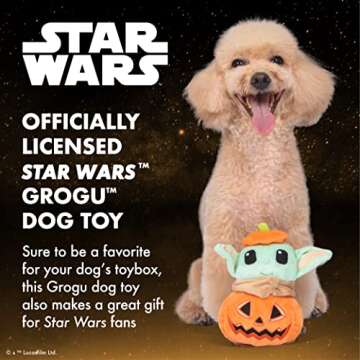 STAR WARS Dog Toy Grogu Halloween Dog Toy Pumpkin Head | Small Dog Toy, Soft Plush Dog Toy, Squeaky Dog Chew Toy Mandalorian The Child Dog Toy Plush, 6 Inch,Grogu Pumpkin Head