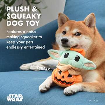 STAR WARS Dog Toy Grogu Halloween Dog Toy Pumpkin Head | Small Dog Toy, Soft Plush Dog Toy, Squeaky Dog Chew Toy Mandalorian The Child Dog Toy Plush, 6 Inch,Grogu Pumpkin Head