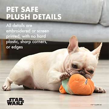 STAR WARS Dog Toy Grogu Halloween Dog Toy Pumpkin Head | Small Dog Toy, Soft Plush Dog Toy, Squeaky Dog Chew Toy Mandalorian The Child Dog Toy Plush, 6 Inch,Grogu Pumpkin Head