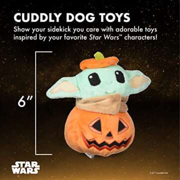 STAR WARS Dog Toy Grogu Halloween Dog Toy Pumpkin Head | Small Dog Toy, Soft Plush Dog Toy, Squeaky Dog Chew Toy Mandalorian The Child Dog Toy Plush, 6 Inch,Grogu Pumpkin Head