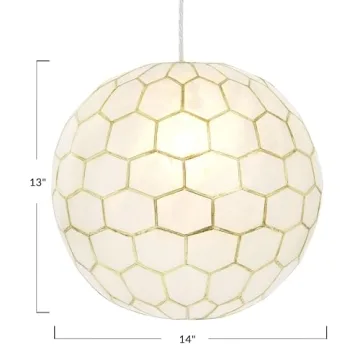 Creative Co-Op Gold Honeycomb Globe Pendant Light 14 Inch