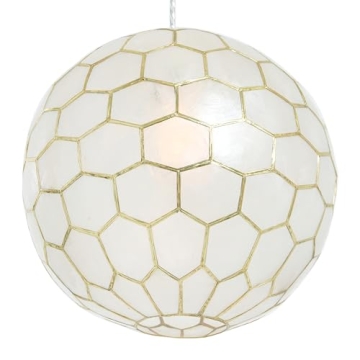 Creative Co-Op Gold Honeycomb Globe Pendant Light 14 Inch