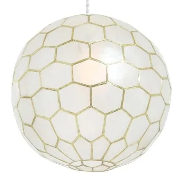 Creative Co-Op Gold Honeycomb Globe Pendant Light 14 Inch