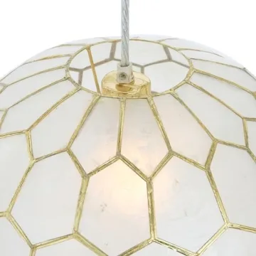 Creative Co-Op Gold Honeycomb Globe Pendant Light 14 Inch
