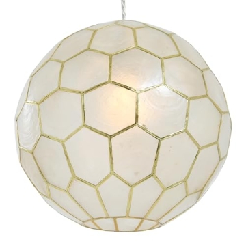 Creative Co-Op Gold Honeycomb Globe Pendant Light 14 Inch