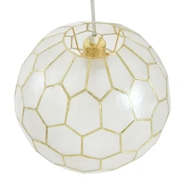 Creative Co-Op Gold Honeycomb Globe Pendant Light 14 Inch