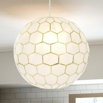 Creative Co-Op Gold Honeycomb Globe Pendant Light 14 Inch