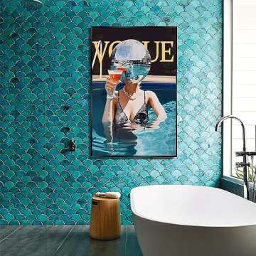 Osdfem Disco Ball Print Poster - Funky Wall Art for Preppy Girls