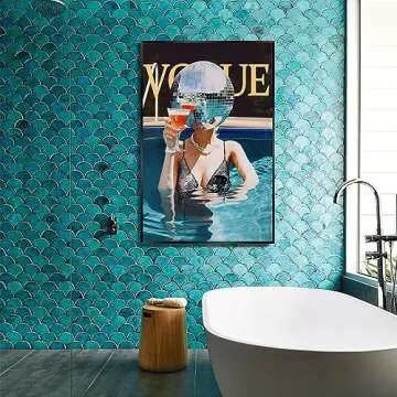 Osdfem Disco Ball Print Poster - Funky Wall Art for Preppy Girls