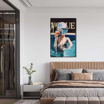 Osdfem Disco Ball Print Poster - Funky Wall Art for Preppy Girls