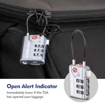 SURE LOCK TSA Compatible Travel Luggage Locks, Inspection Indicator, Easy Read Dials TSA Approved with Zinc Alloy Grey 4 Pack