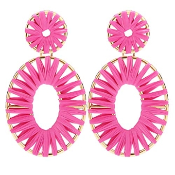 BaubleStar Kiera Raffia Earrings in Hot Pink