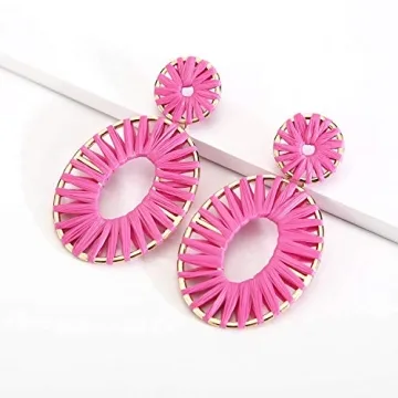 BaubleStar Kiera Raffia Earrings in Hot Pink