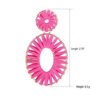 BaubleStar Kiera Raffia Earrings in Hot Pink