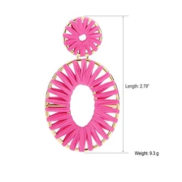 BaubleStar Kiera Raffia Earrings in Hot Pink